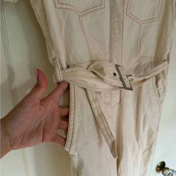 Cream Nordstrom Button Down Coveralls - Picture 6 of 9